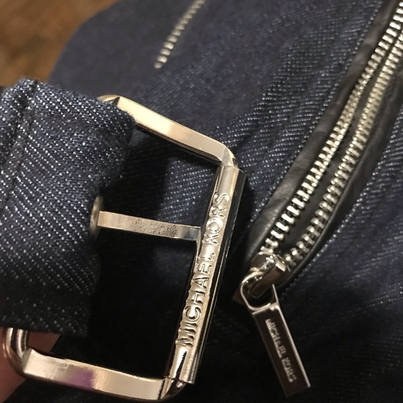 Michael Kors Faux Leather Denim Jacket - Picture 8 of 8